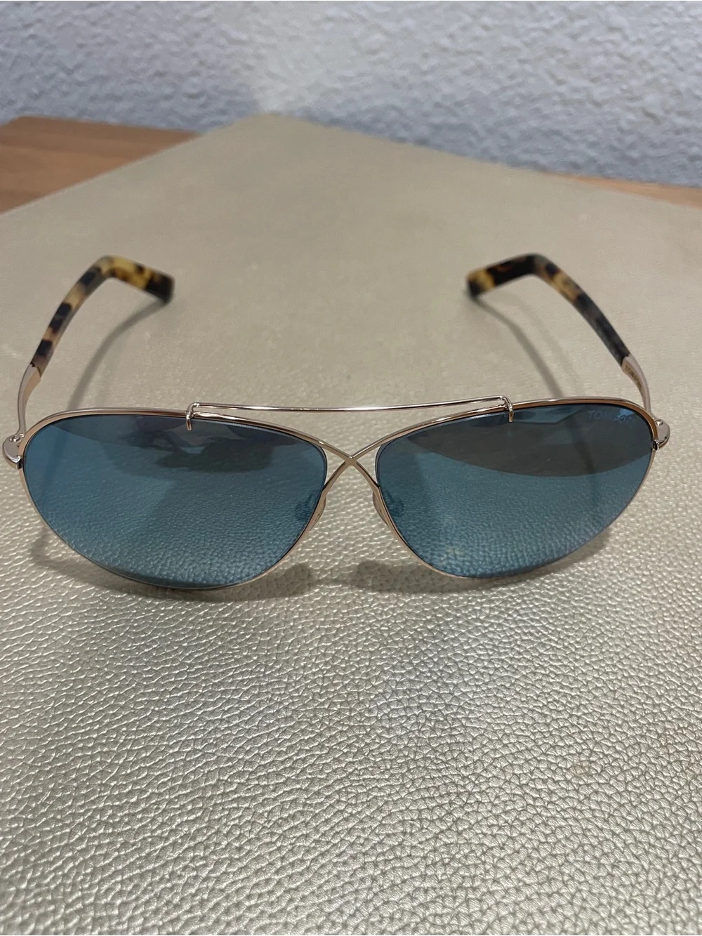 Tom Ford Brown/Blue Eva TF374 28X 61 to 10 Mirror Aviator Sunglasses